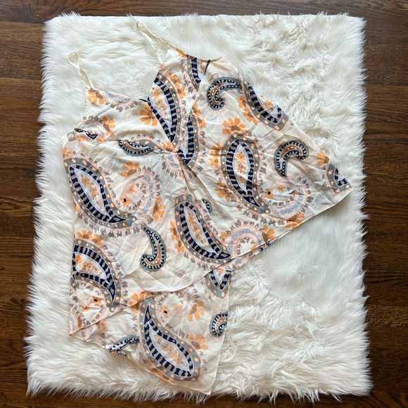 Anthropologie Tops - Anthropologie Women HD In Paris Tank Top Blouse Paisley Sleeveless Asymmetric 12